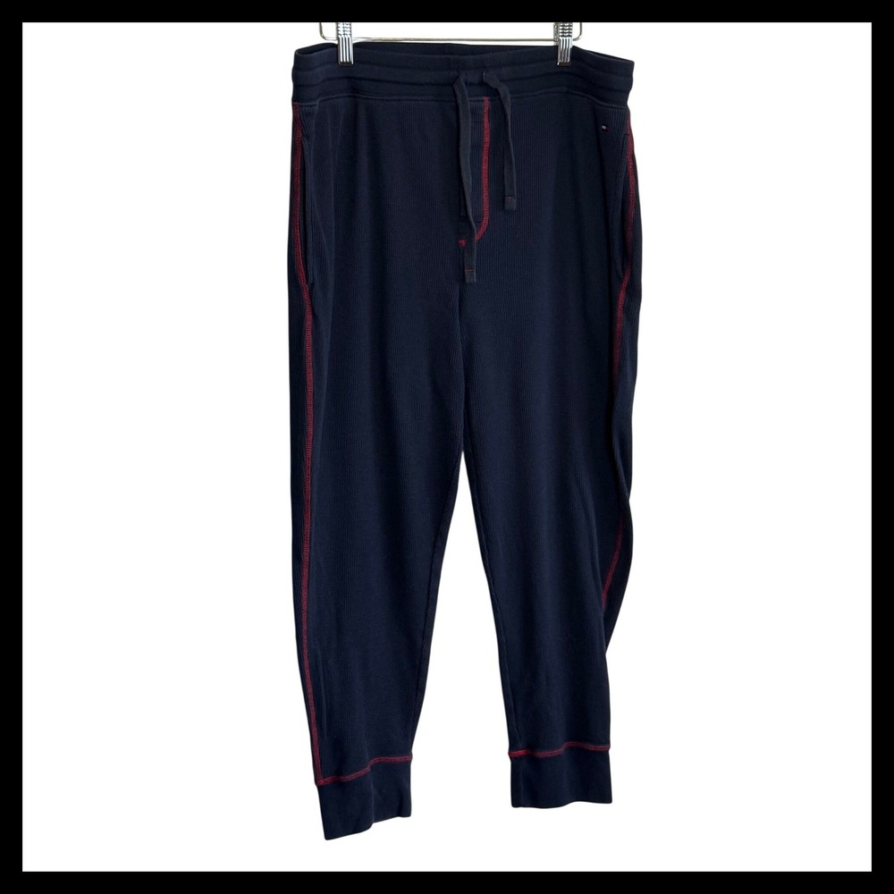 Tommy Hilfiger Mens Navy‎ Blue Waffle Knit Sleepwear Jogger Pants Large L